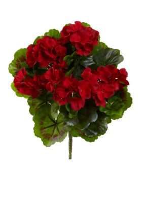 Nearly Natural Geranium Artificial Bush, Set of 4 (Indoor/Outdoor), Red