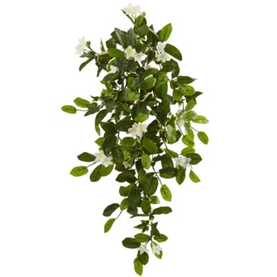 Nearly Natural 19-Inch Mixed Stephanotis and Ivy Hanging Artificial Plant (Set of 4), Green