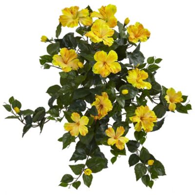 24-Inch Hibiscus Hanging Artificial Plant (Set of 2)