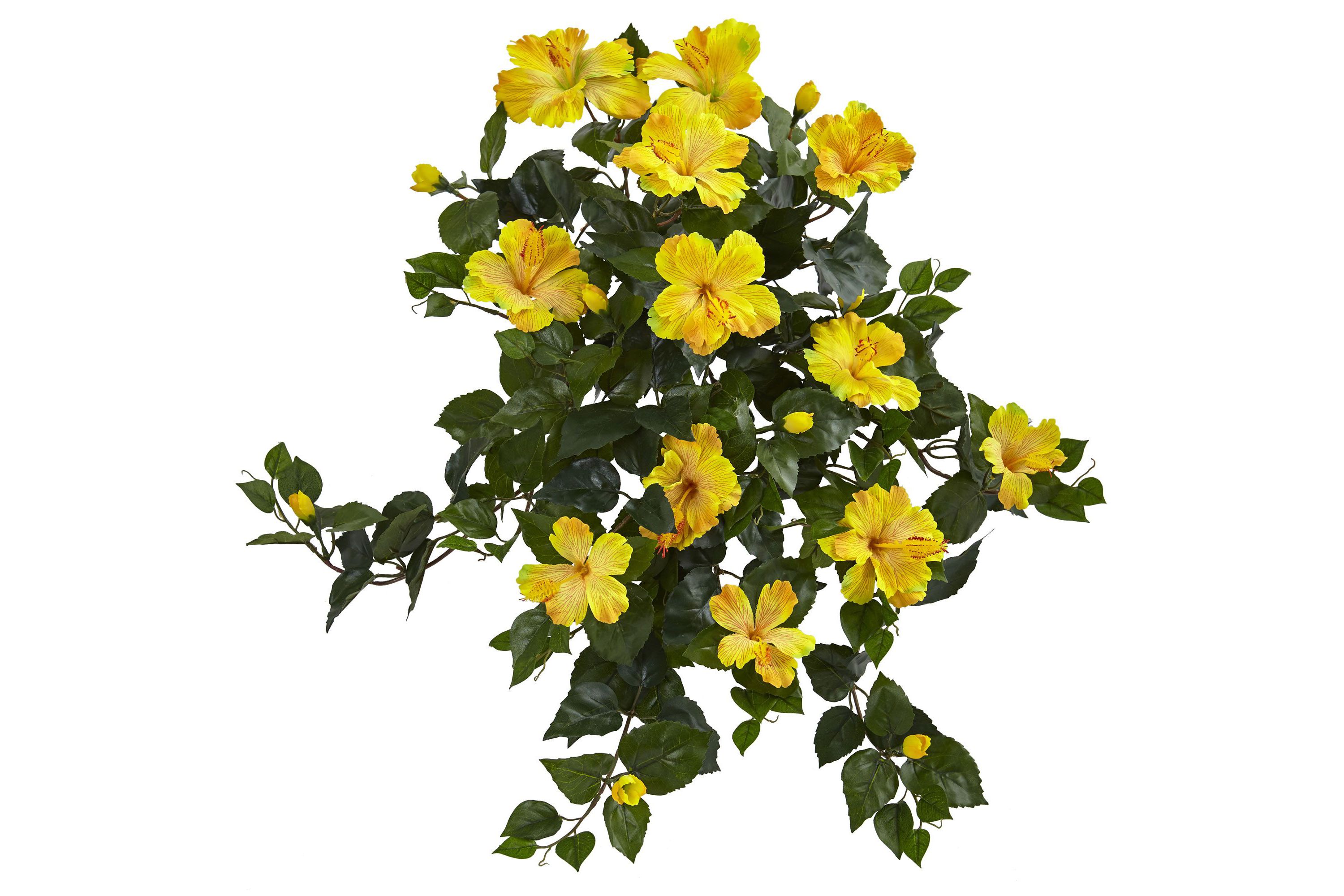 24-Inch Hibiscus Hanging Artificial Plant (Set of 2)