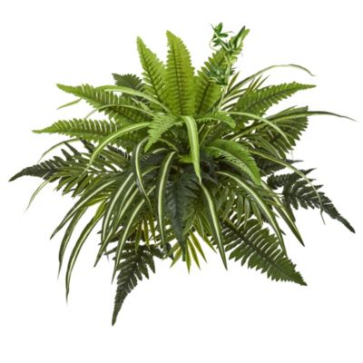 Nearly Natural 22-Inch Mixed Greens and Fern Artificial Bush Plant (Set of 3)