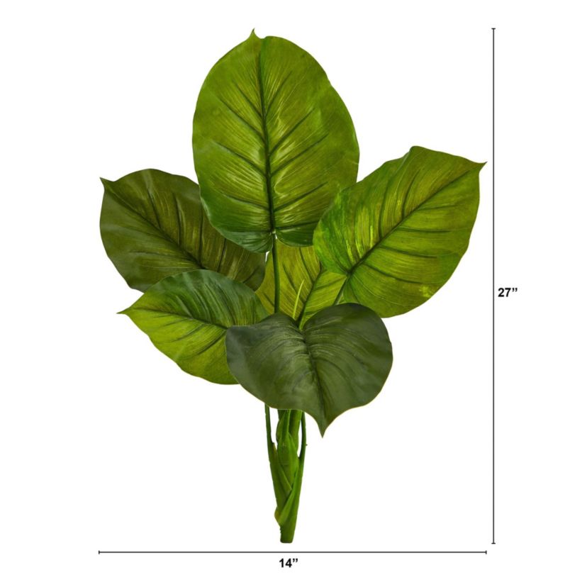 27-Inch Large Philodendron Leaf Artificial Bush Plant (Set of 4)