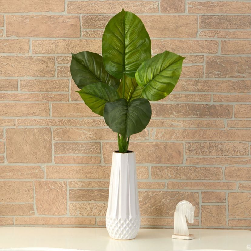 27-Inch Large Philodendron Leaf Artificial Bush Plant (Set of 4)