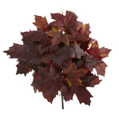 Nearly Natural 18-Inch Autumn Maple Leaf Artificial Flower (Set of 2), Red