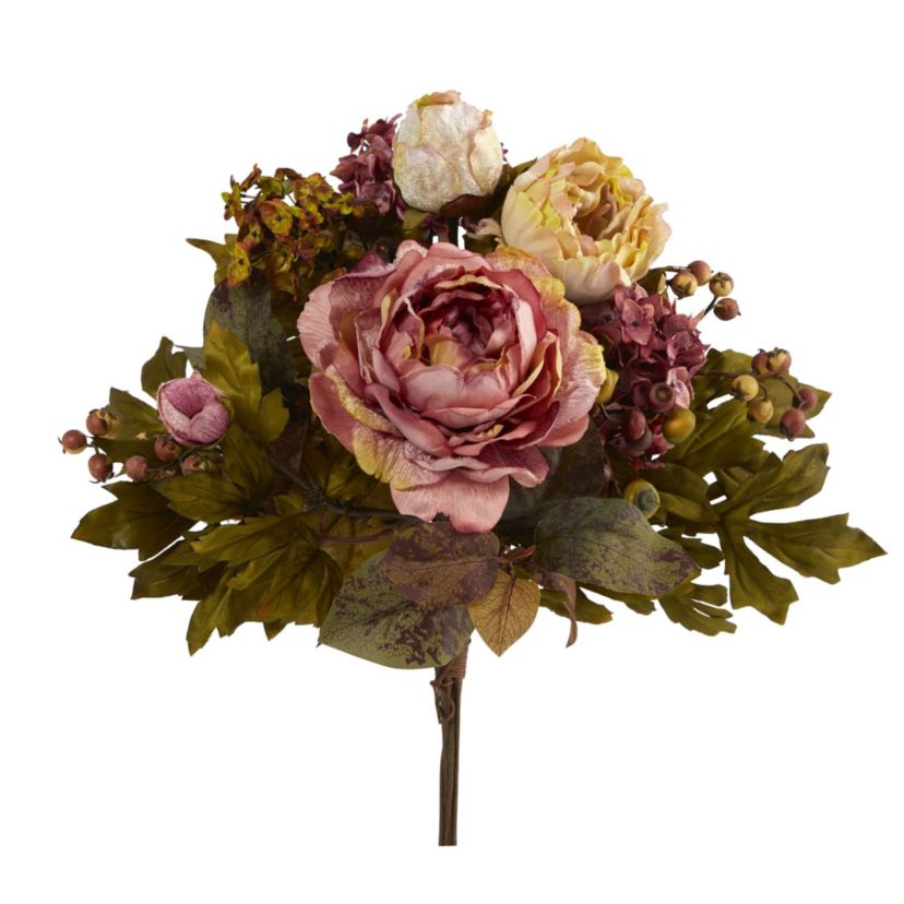 17-Inch Peony Artificial Flower Bouquet (Set of 2)