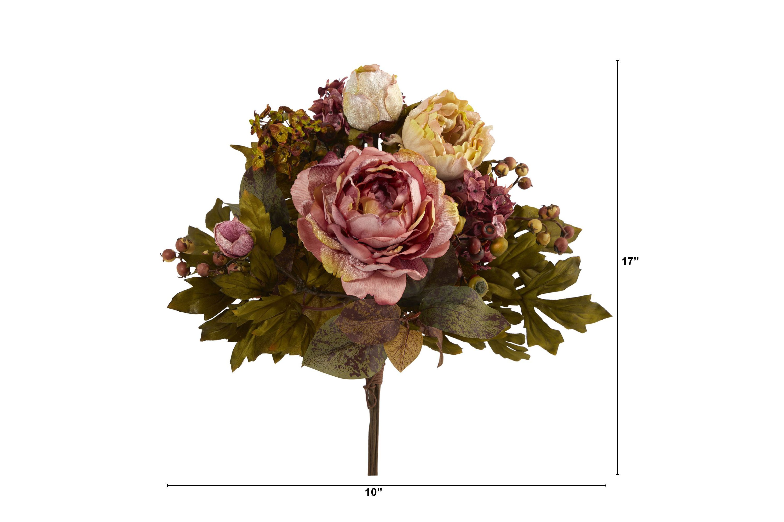 17-Inch Peony Artificial Flower Bouquet (Set of 2)
