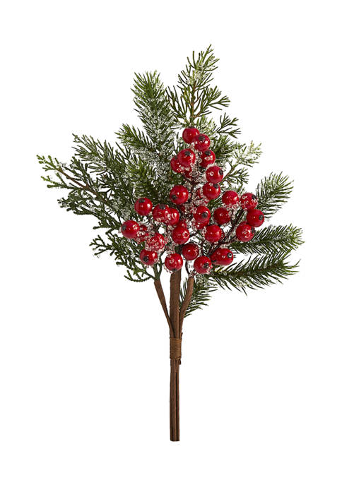 Nearly Natural 20 Inch Iced Pine and Berries