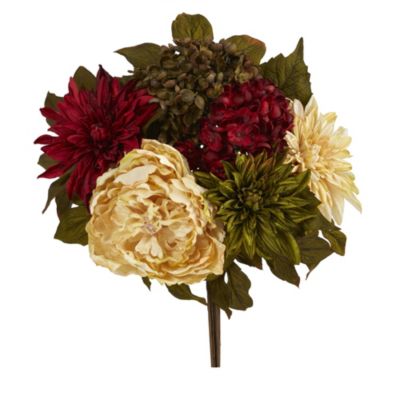 16-Inch Peony, Hydrangea and Dahlia Artificial Flower Bouquet (Set of 2)