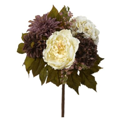 16-Inch Peony, Hydrangea and Dahlia Artificial Flower Bouquet (Set of 2)