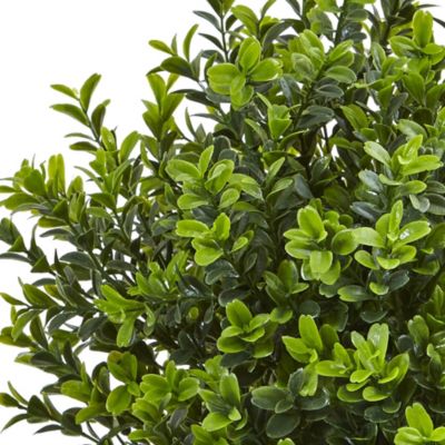 Boxwood Evergreen Artificial Plant in White Vase (Indoor/Outdoor)