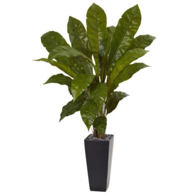 4.5-Foot Birds Nest Fern Artificial Plant in Black Tower Planter