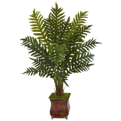 4-Foot Evergreen Plant in Metal Planter