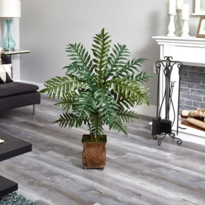 4-Foot Evergreen Plant in Metal Planter