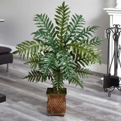 4-Foot Evergreen Plant in Metal Planter