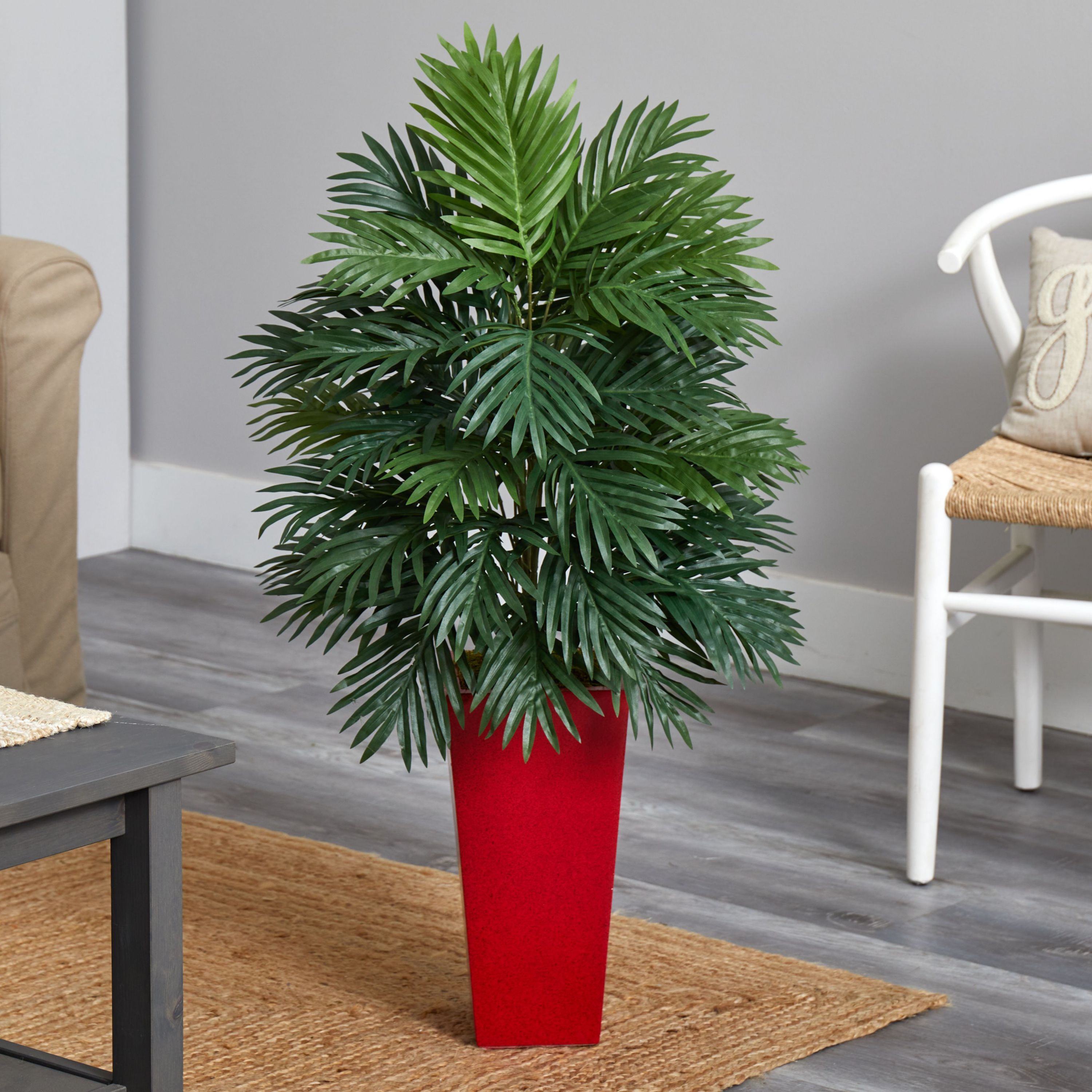 Areca Palm Artificial Plant in Red Planter