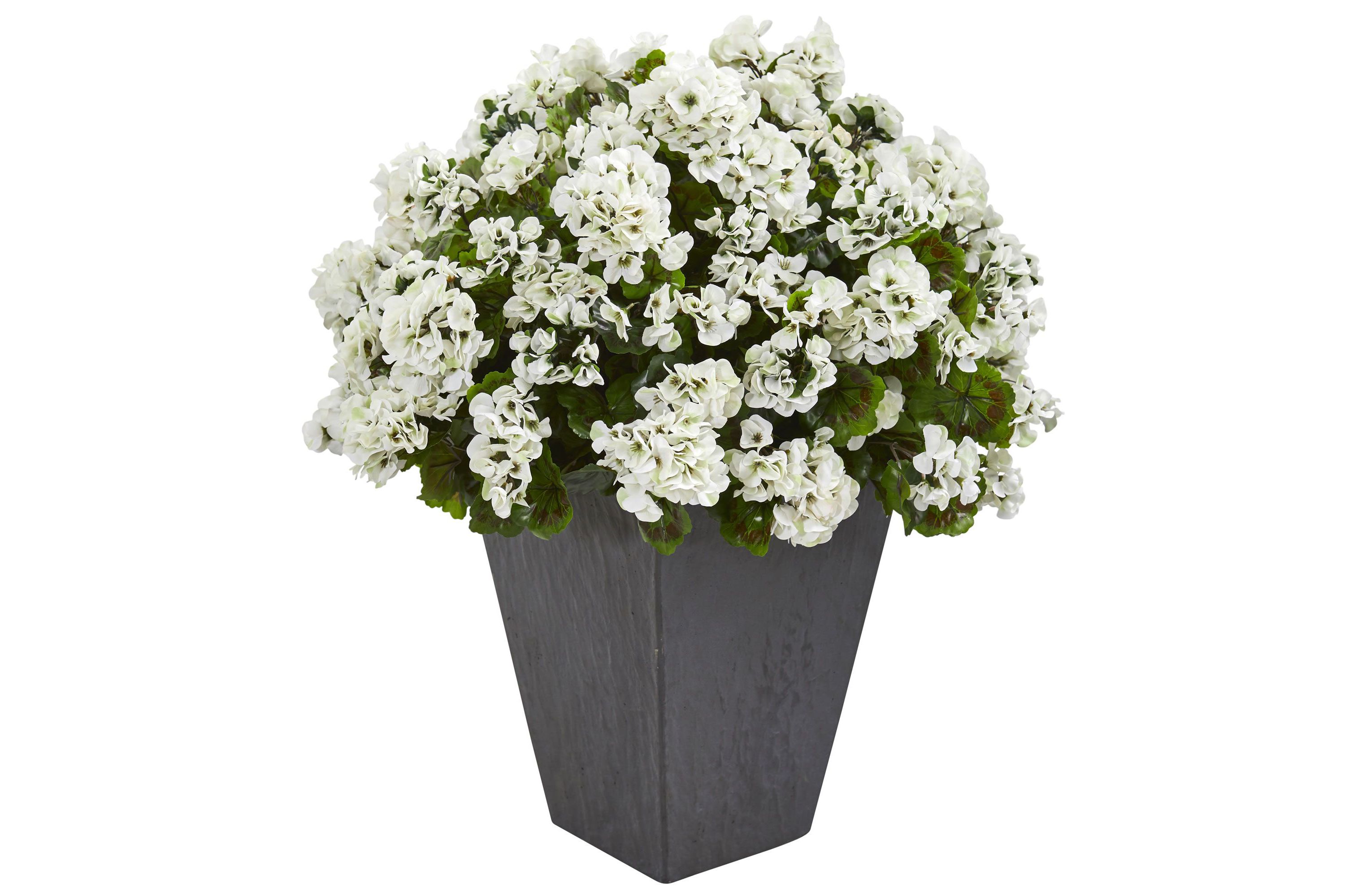 Geranium Artificial Plant in Slate Planter UV Resistant (Indoor/Outdoor)