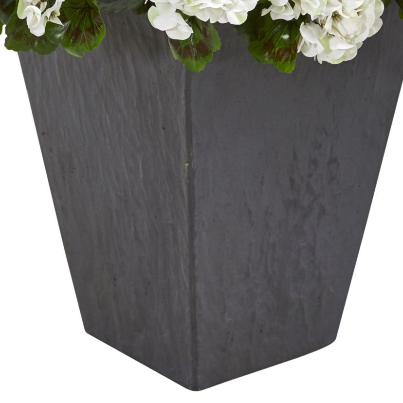 Geranium Artificial Plant in Slate Planter UV Resistant (Indoor/Outdoor)