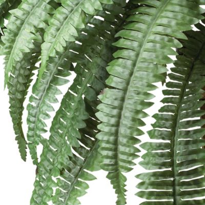 Boston Fern with Wood Vase Silk Plant