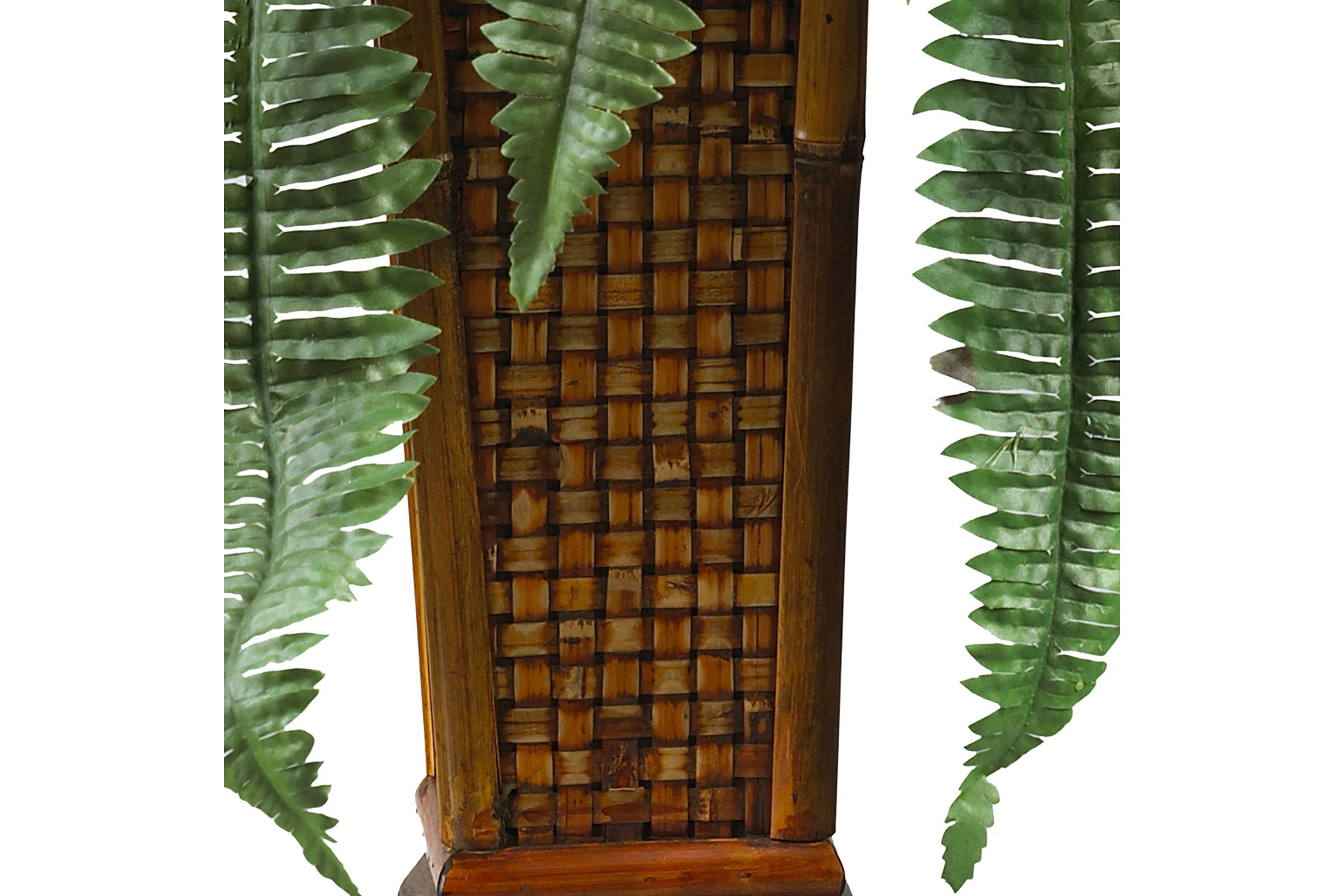 Boston Fern with Wood Vase Silk Plant