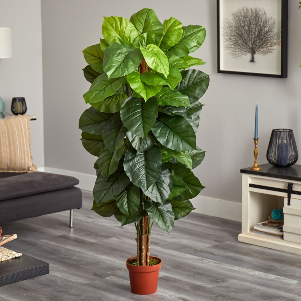 63" Large Leaf Philodendron Silk Plant (Real Touch)