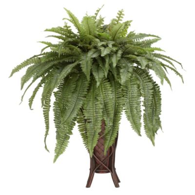 Nearly Natural Boston Fern with Stand Silk Plant, Green