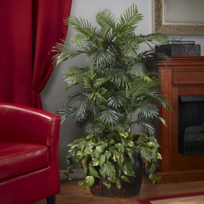 4.5" Double Areca with Vase and Pothos Silk Plant