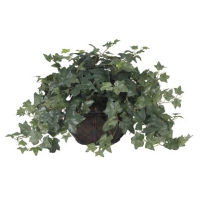 Nearly Natural Puff Ivy with Vase Silk Plant, Green