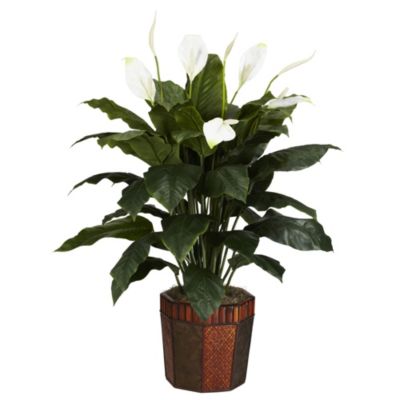 Nearly Natural Spathiphyllum with Vase Silk Plant, Green