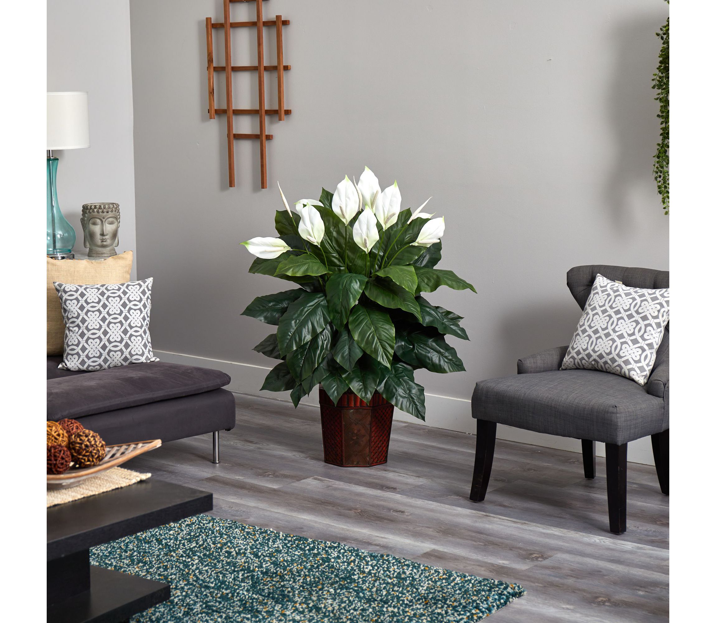 Spathiphyllum with Vase Silk Plant