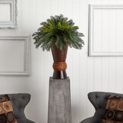 Cycas with Bamboo Vase Silk Plant