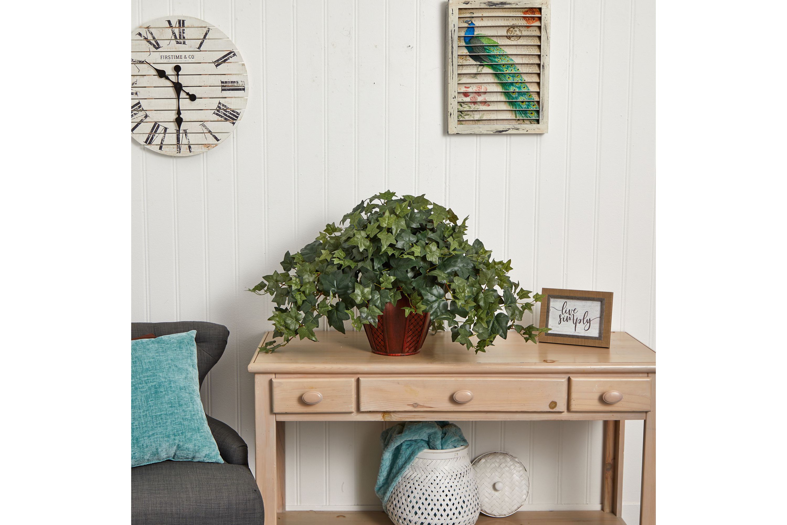 Puff Ivy with Decorative Vase Silk Plant