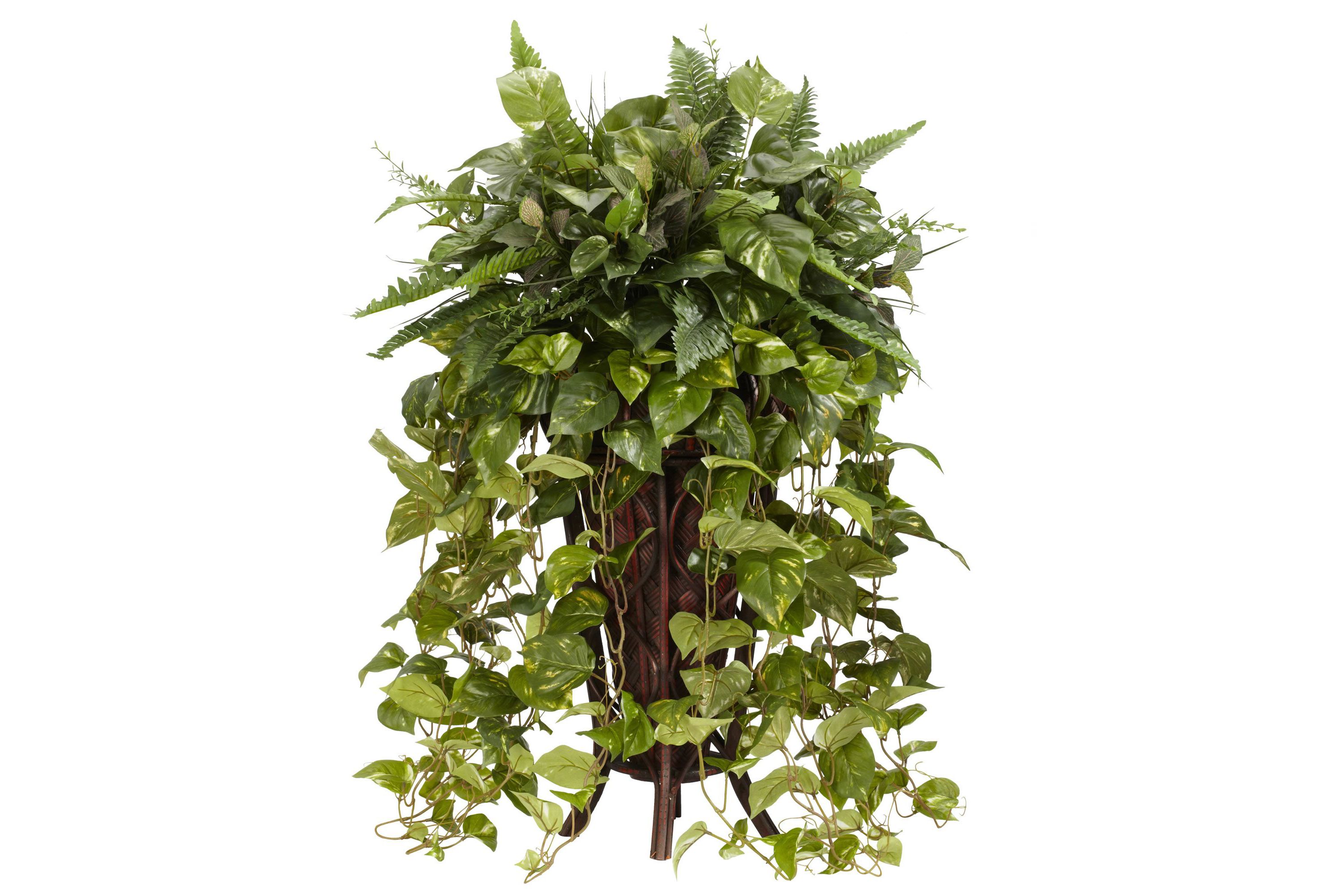 Vining Mixed Greens with Decorative Stand Silk Plant