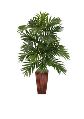 Areca Palm Silk Plant with Bamboo Vase