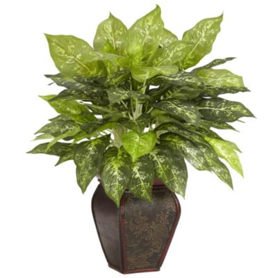 Nearly Natural Dieffenbachia with Decorative Vase Silk Plant, Green