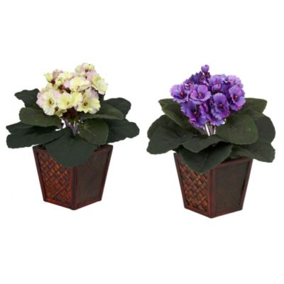 African Violet with Vase Silk Plant - Set of 2