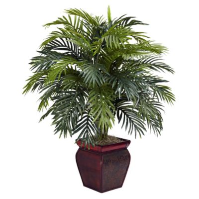 Nearly Natural Areca Silk Plant with Decorative Planter, Green