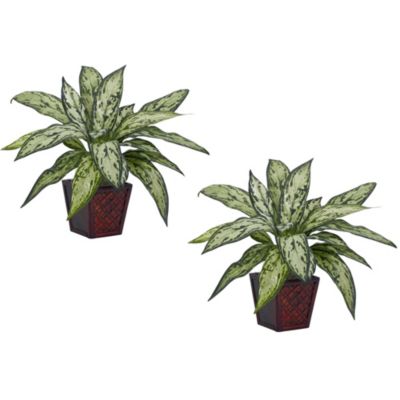 Nearly Natural Silver Queen Silk Plant (Set of 2), Green