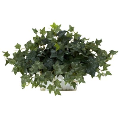 Nearly Natural Ivy with White Wash Planter Silk Plant, Green
