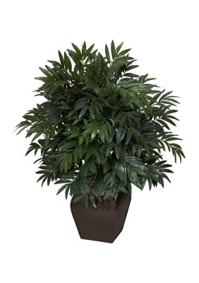 Double Bamboo Palm with Decorative Planter Silk Plant