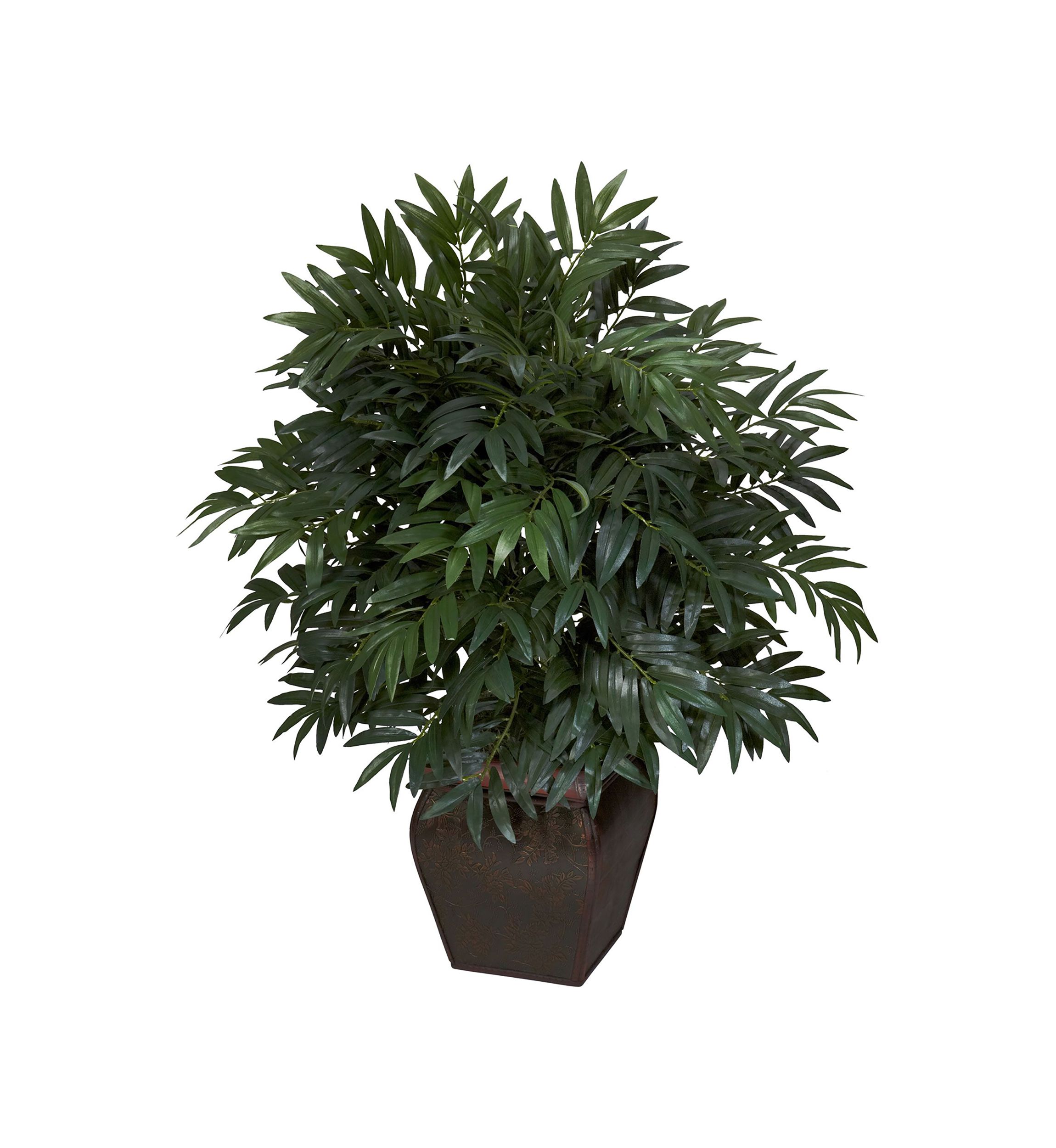 Double Bamboo Palm with Decorative Planter Silk Plant