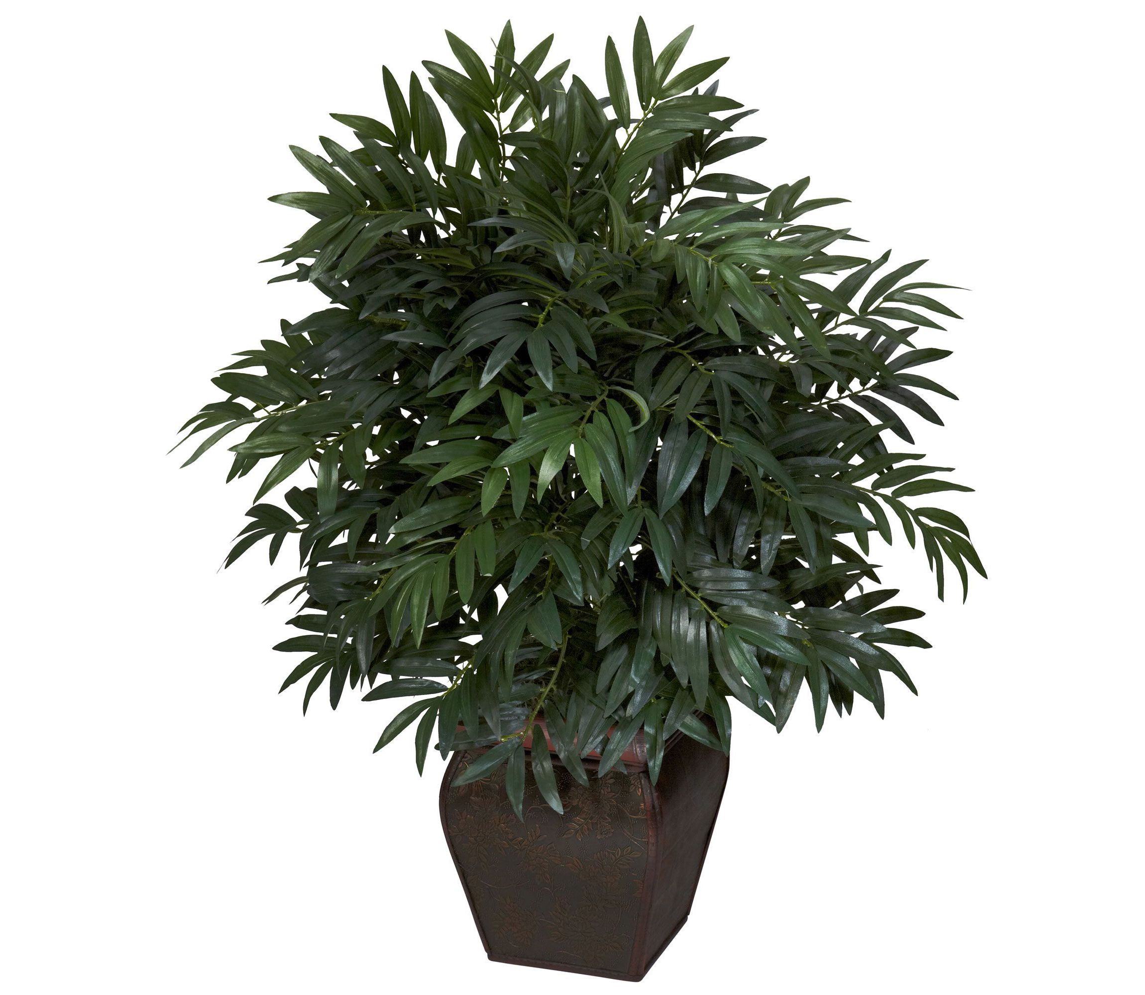 Double Bamboo Palm with Decorative Planter Silk Plant