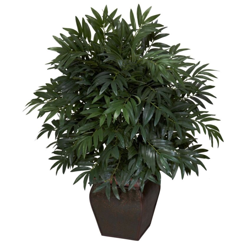 Double Bamboo Palm with Decorative Planter Silk Plant