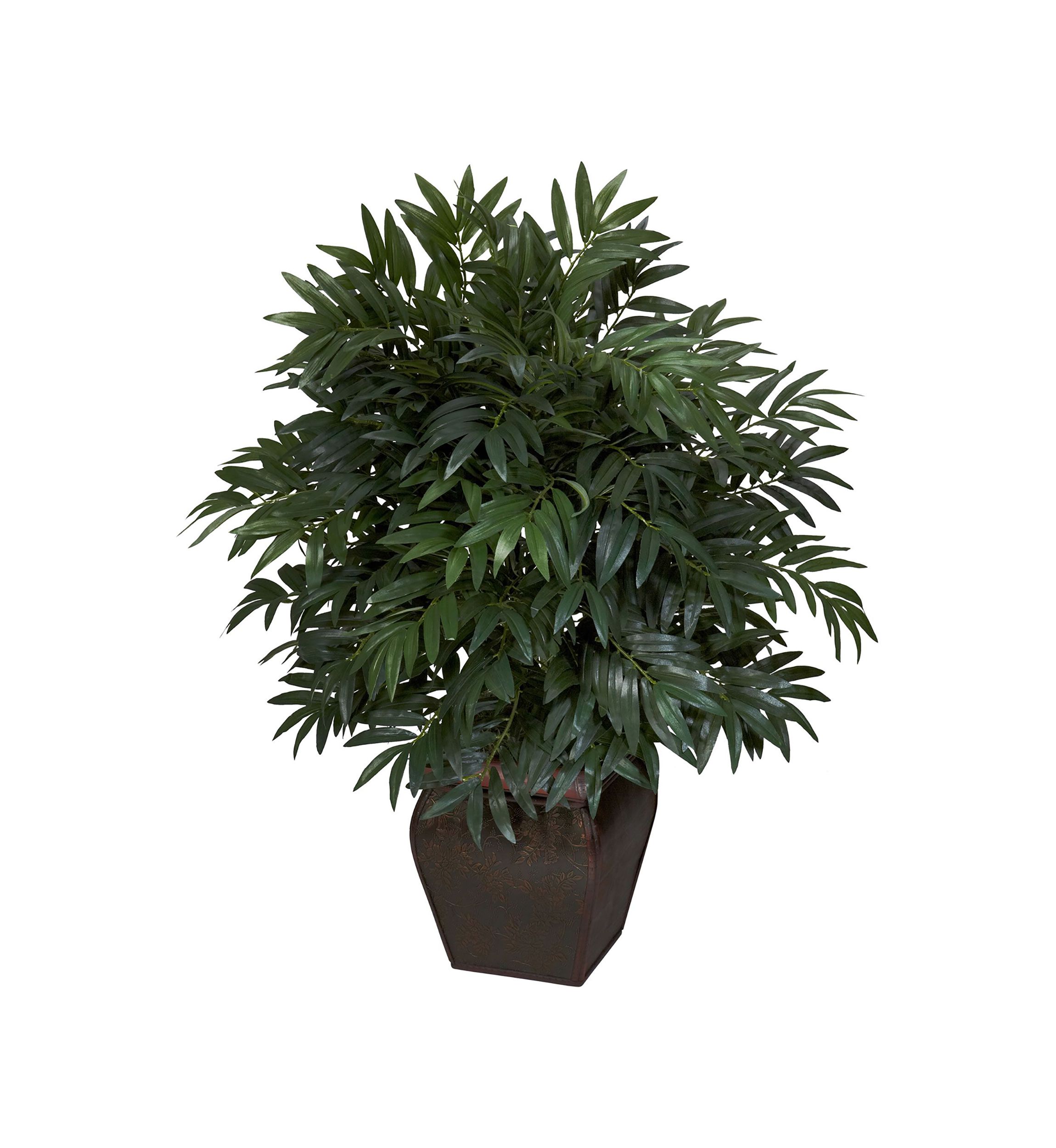 Double Bamboo Palm with Decorative Planter Silk Plant