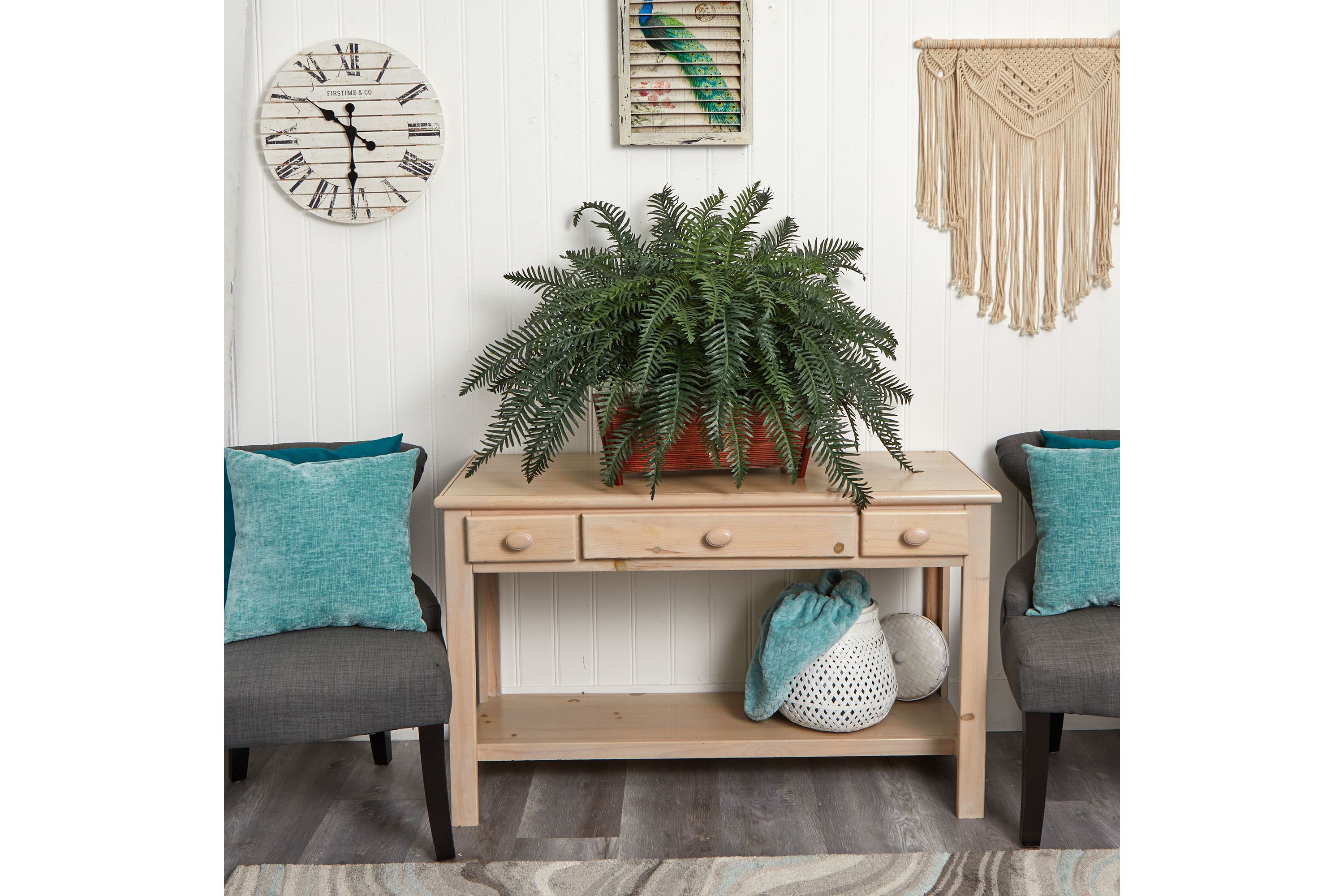 River Fern with Wood Planter