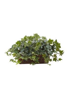 Nearly Natural Puff Ivy with Ledge Basket, Green
