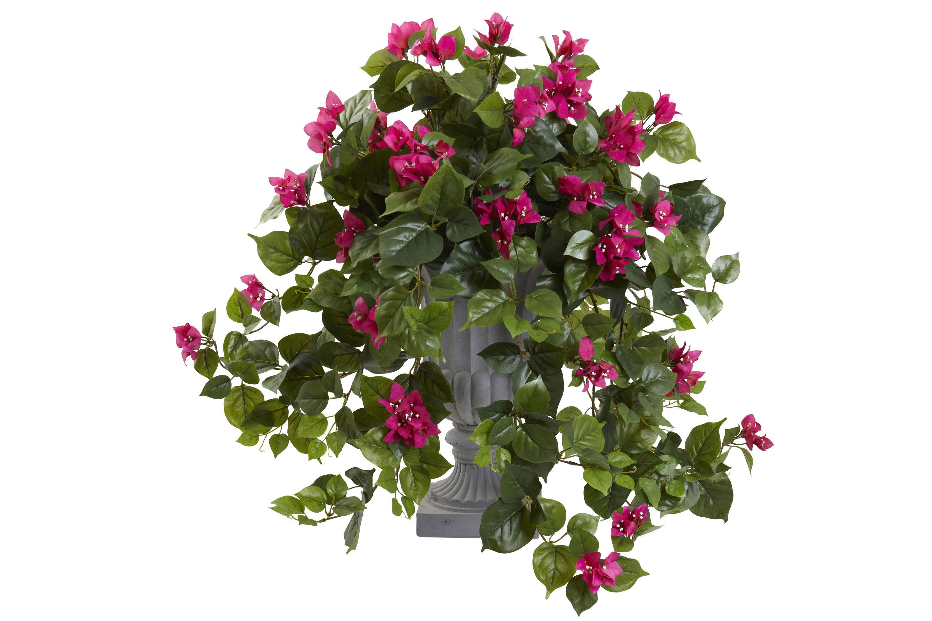 27-Inch Bougainvillea Flowering Silk Plant with Decorative Urn