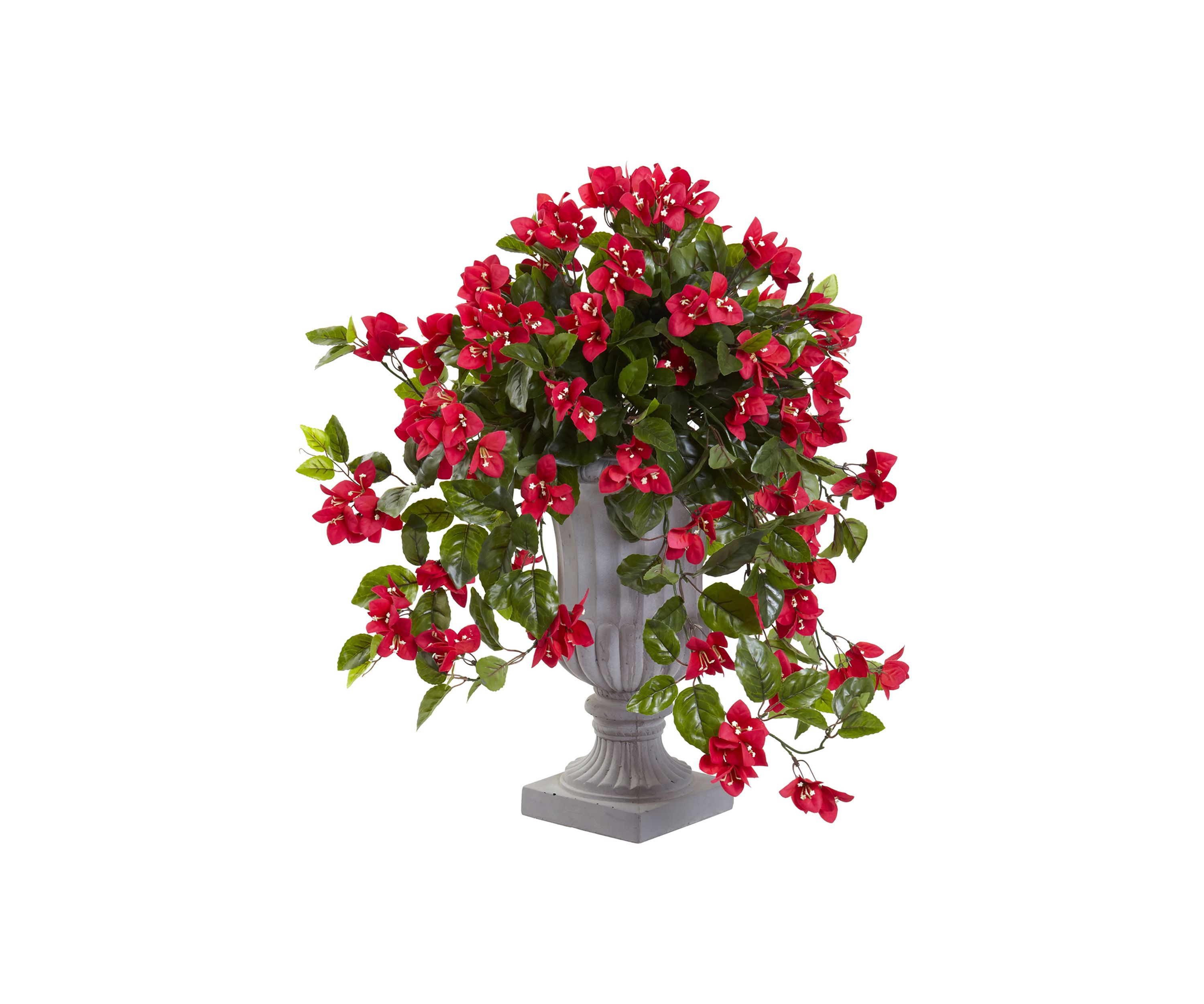 Bougainvillea Flowering Silk Plant with Decorative Urn,  Indoor/Outdoor
