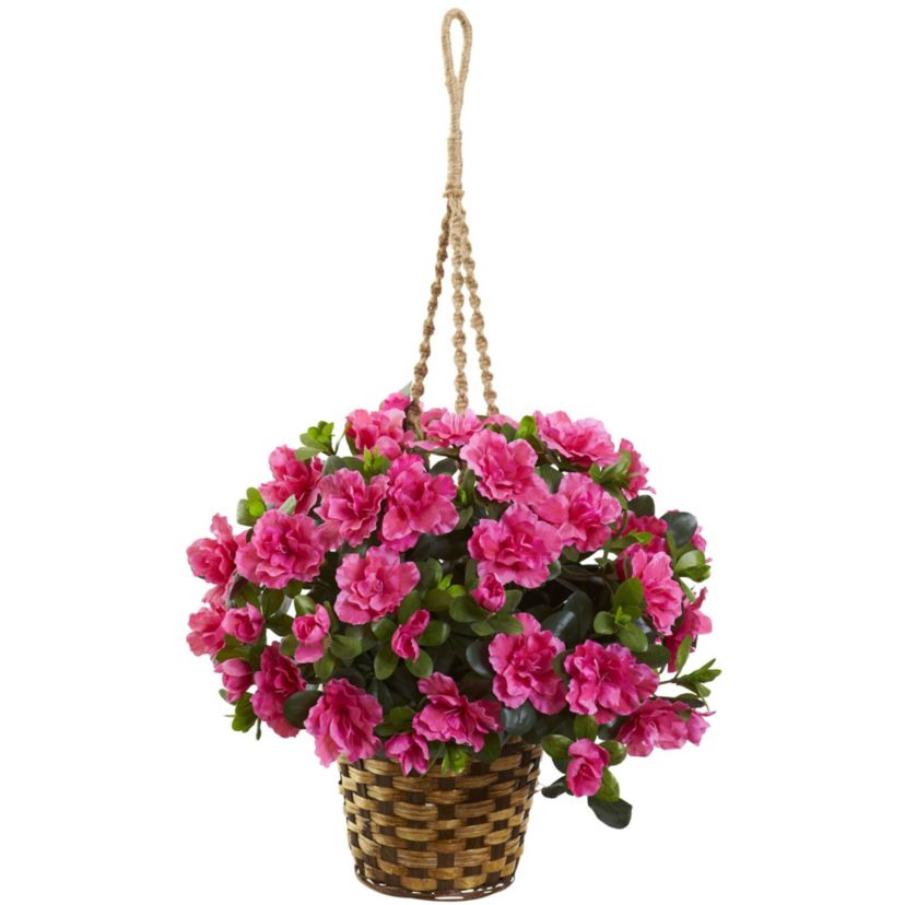 Azalea Flowering Silk Hanging Basket