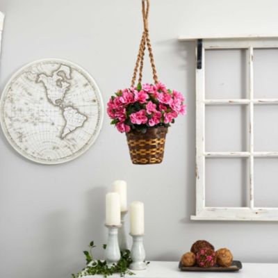 Azalea Flowering Silk Hanging Basket