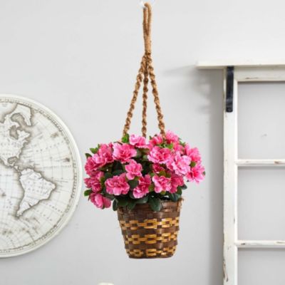Azalea Flowering Silk Hanging Basket